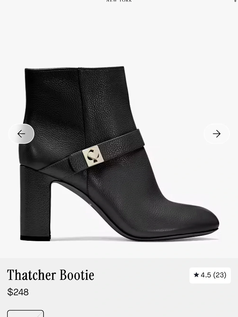 Kate Spade Thatcher Bootie Black Boot mini pebbled leather rounded closed toe 8